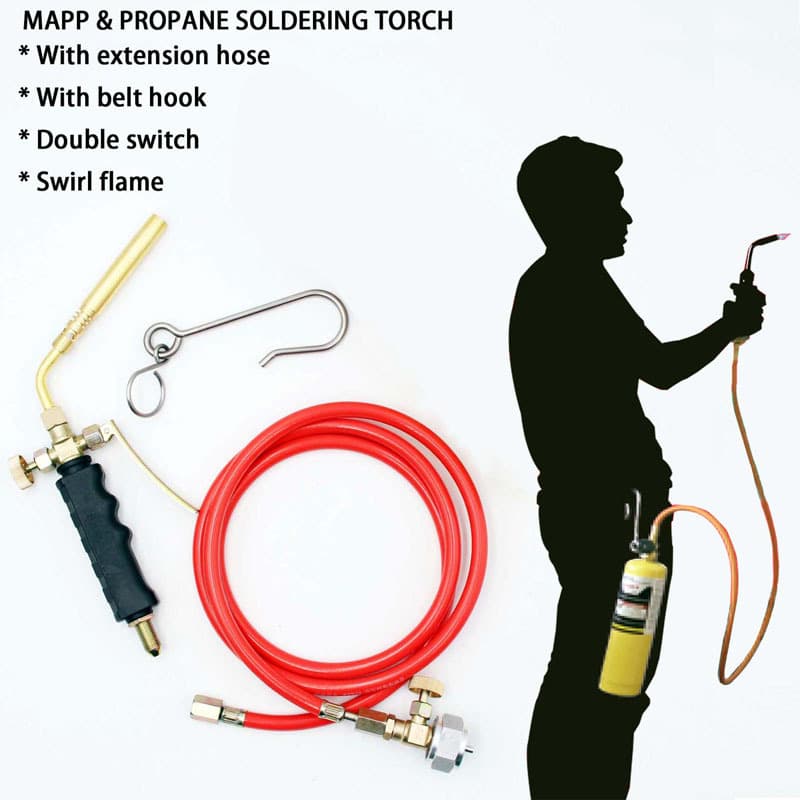 American-style oxygen-free torch with hose, high-temperature flame gun, one-pound propane green bottle MAPP gas cylinder, portable all-copper welding torch.