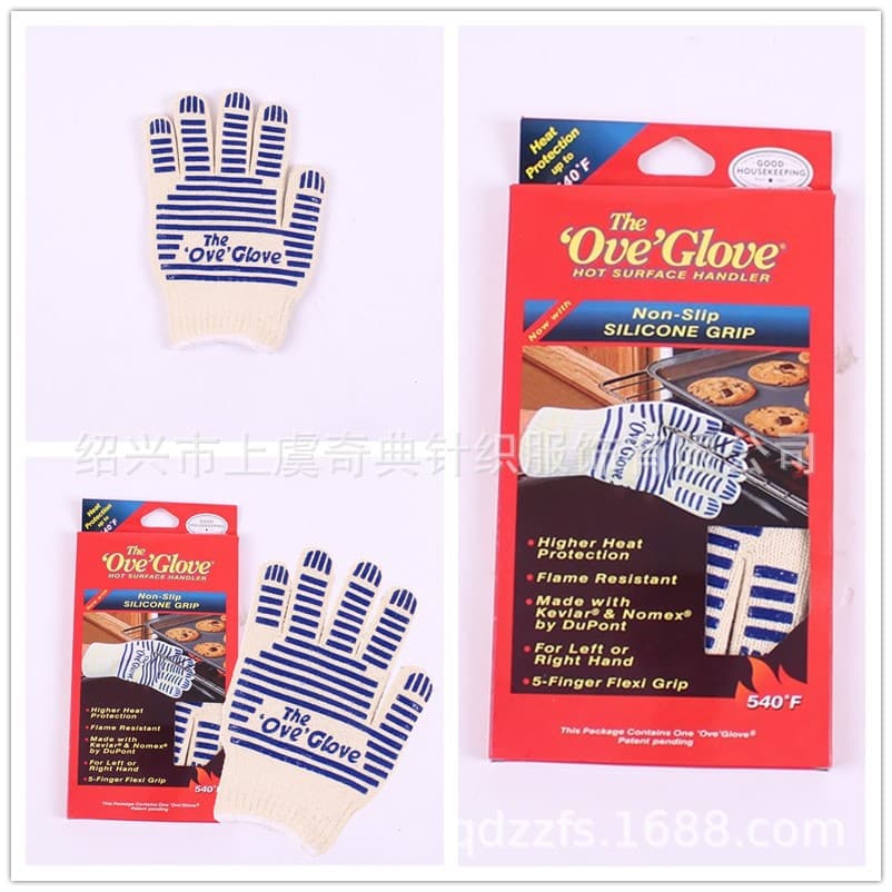 Amazon hot-selling all-cotton thickened high-temperature heat insulation protective BBQ barbecue microwave oven gloves wholesale