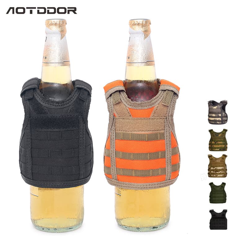 Mini vest small waistcoat canned beverage beer bottle sleeve tactical mini MOLLE adjustable drink holder