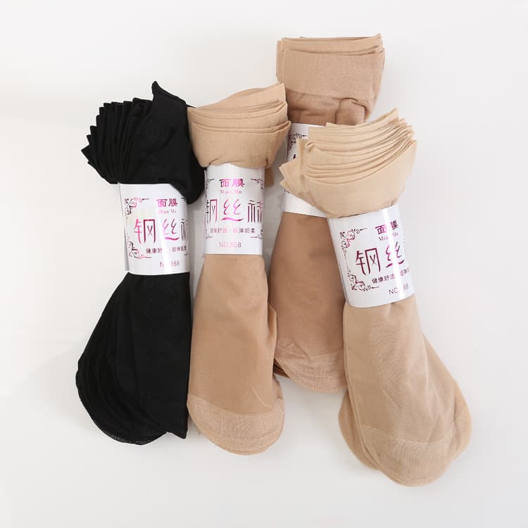 Spring/Summer Steel Wire Mesh Short Stockings, Ultra-Thin Dot Glue Women's Long Invisible Socks, Anti-Snag Core-Spun Seamless Stockings