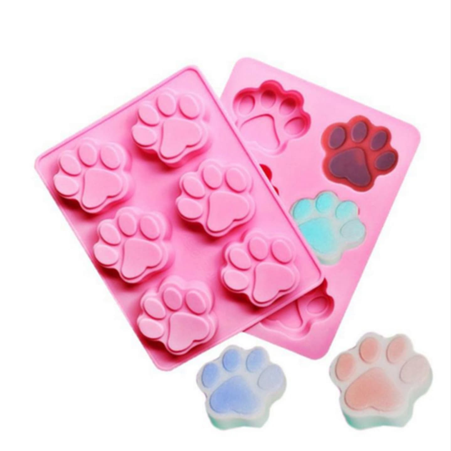 6-Cavity Cat Paw Bear Paw Resin Candle Plaster Mold Rice Cake Steamed Cake Mold Soap Mold Silicone Cake Mold Handmade