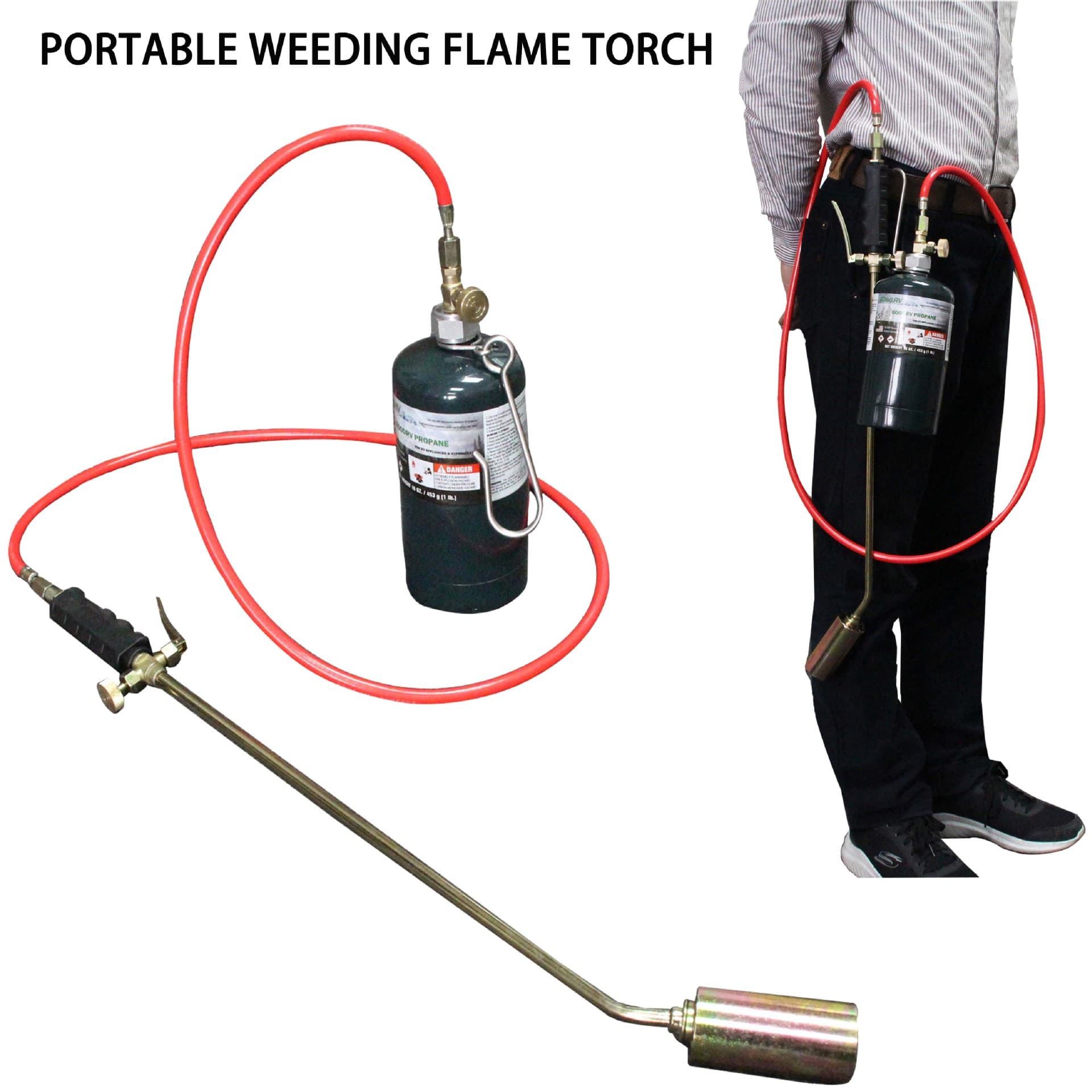 Portable Propane Weed Torch Garden Weed Burner Flame Thrower Ice Melting Thawing Dehairing Burner Liquefied Gas Blowtorch