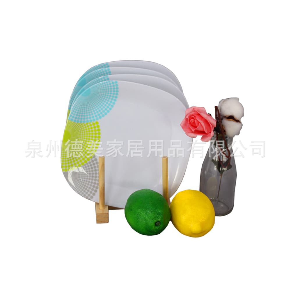 8-inch Melamine Square Plate, Food-Grade A5 Melamine Imitation Porcelain Square Plate