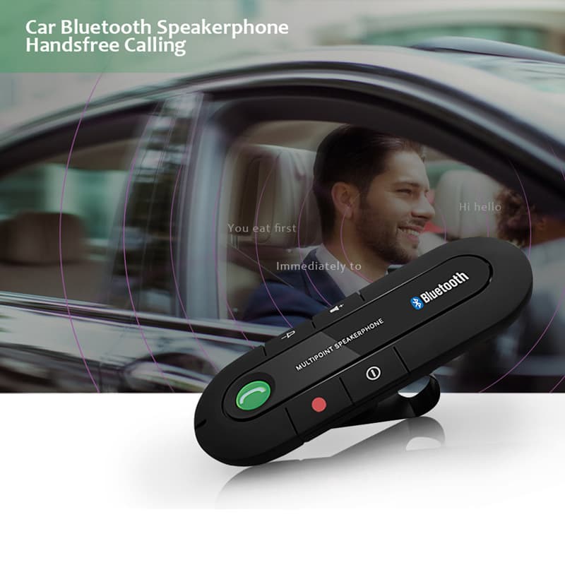Car Bluetooth Hands-Free Kit Wireless Bluetooth Speaker Phone MP3 Sun Visor Clip Car Charger