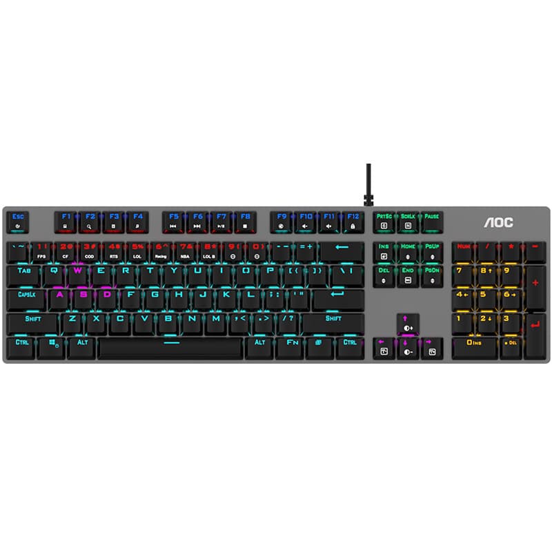 AOC GK410 Mechanical Keyboard, Green Switch, Black Switch, Tea Switch, Full-Size Wired Gaming Keyboard for Desktop and Laptop