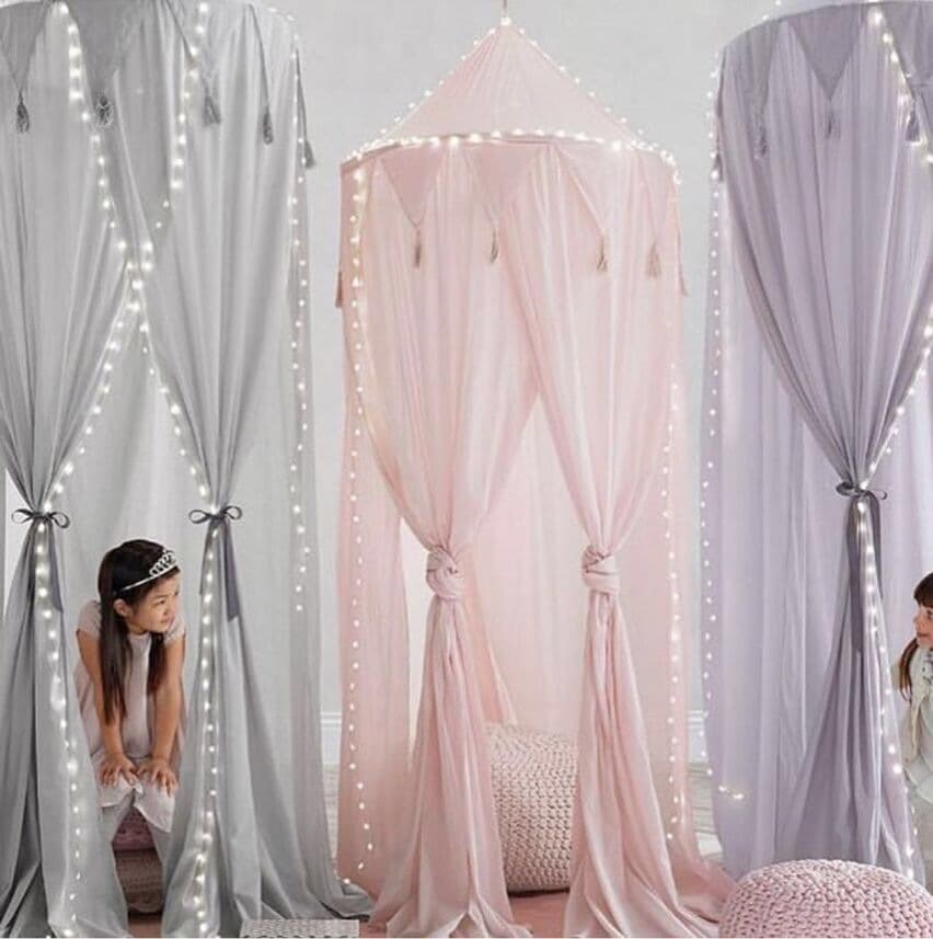 Three-Color Chiffon Pennant Tassel Three-Door Mosquito Net Dome Bed Curtain Children's Room Tent