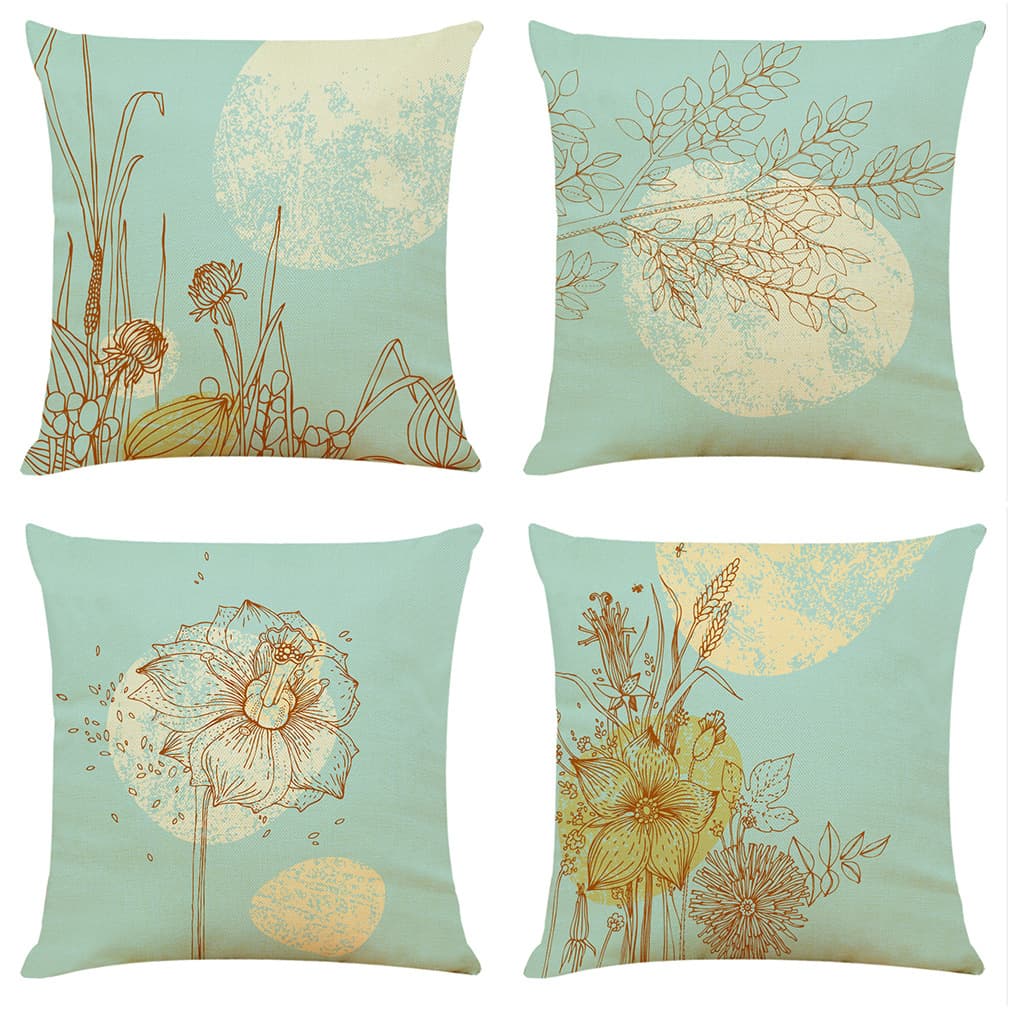 Amazon eBay AliExpress Floral Art Cotton Linen Throw Pillow Case Car Cushion Nap Pillow Cross-Border Hot Sale