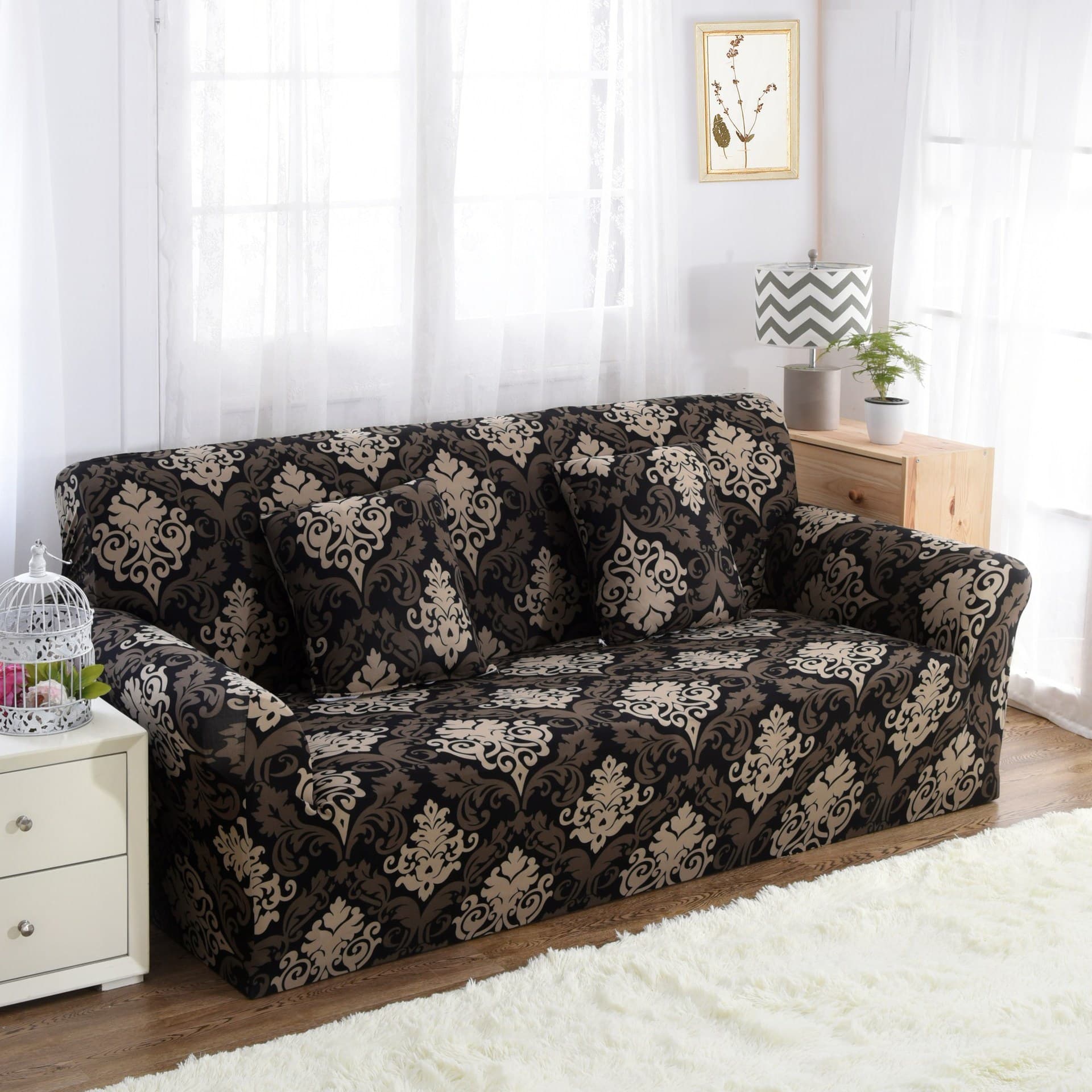 Sofa cover all-inclusive non-slip elastic sofa cover genuine leather old-fashioned sofa cover full cover fabric combination sofa cushion