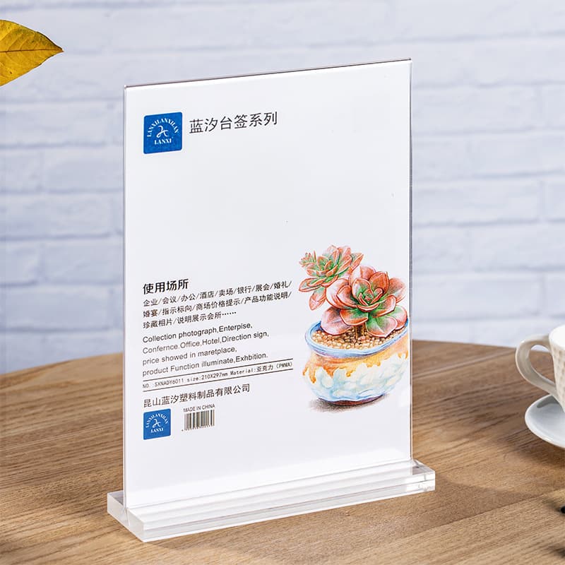 A4 Octagonal Acrylic Desk Card with Pull-out A5/A6 Drink and Price Display Stands