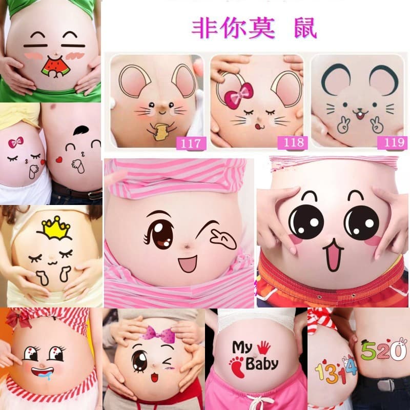 Pregnancy Belly Stickers for Photo Studio Maternity Belly Art Props Belly Decals