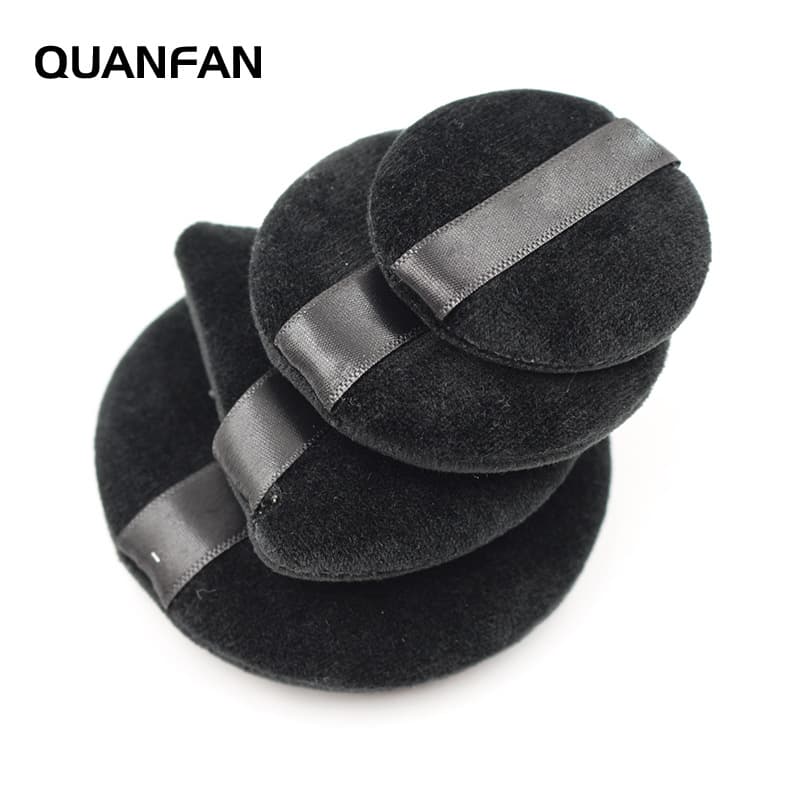 Popular foreign trade model crystal velvet small triangular fan-shaped small round large round hand hook ribbon makeup makeup dry powder puff