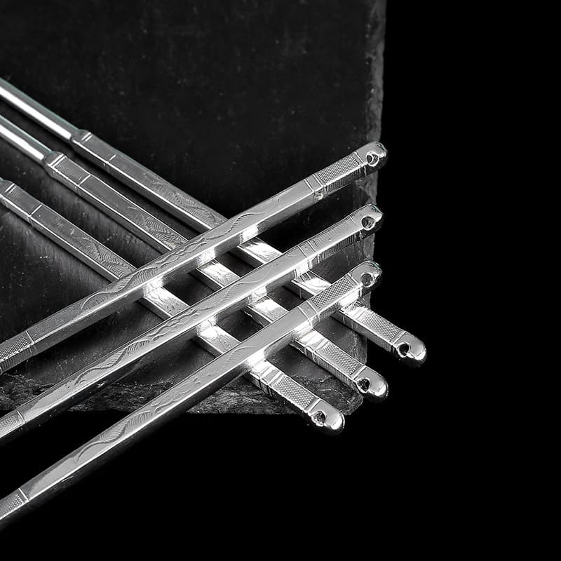 Silver Bowl, Silver Chopsticks, Silver Spoon, Imitation Silver Tableware 999 Silver Household Tableware Set Solid Chopsticks Metal Crafts