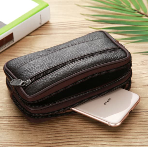 Men's New Waterproof Phone Waist Bag, Belt-Worn Synthetic Leather Multifunctional Wallet for Elderly, Coin and Key Holder, in Stock
