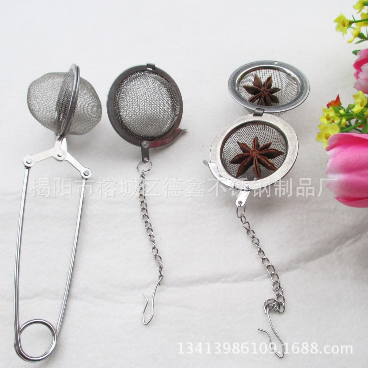 Source Factory 304 Stainless Steel Tea Ball, Mesh Portable Tea Leaf Filter, Gold-Plated Tea Strainer Wholesale