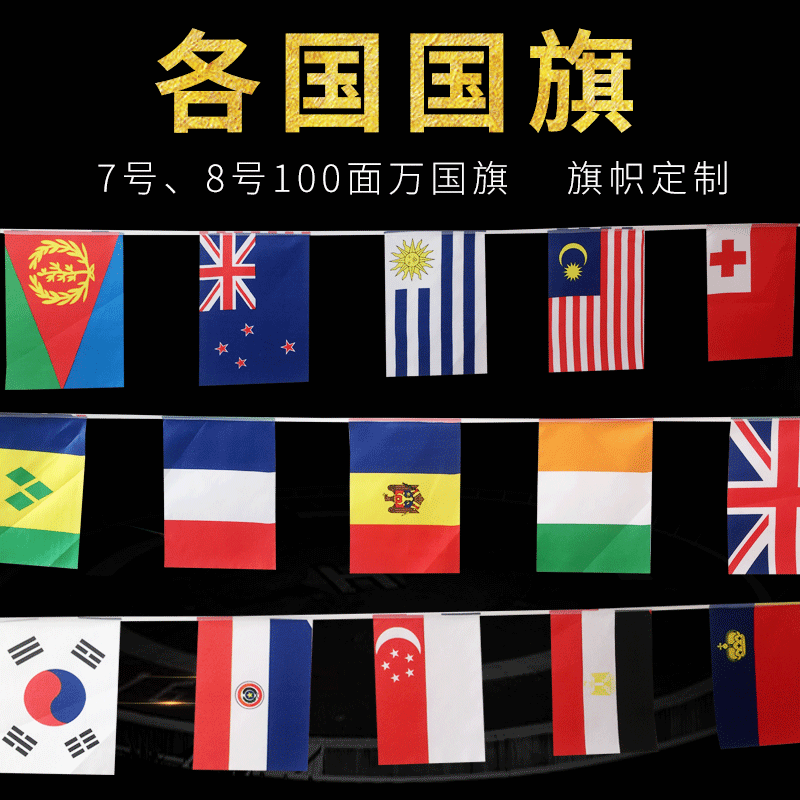 World Flags Polyester Bunting Flag Wholesale Various Countries Bar Club Decorations Flags Stainless Steel Rod Universal