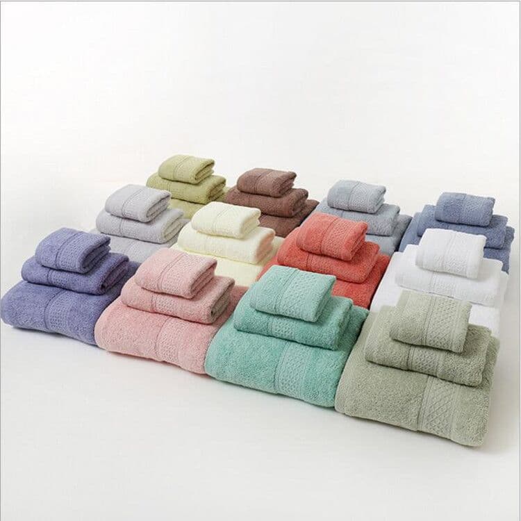 All-Cotton Solid Color Discontinued Export Cross-Border Three-Piece Towel Set, Bath Towel, Face Towel Wholesale Gift Set