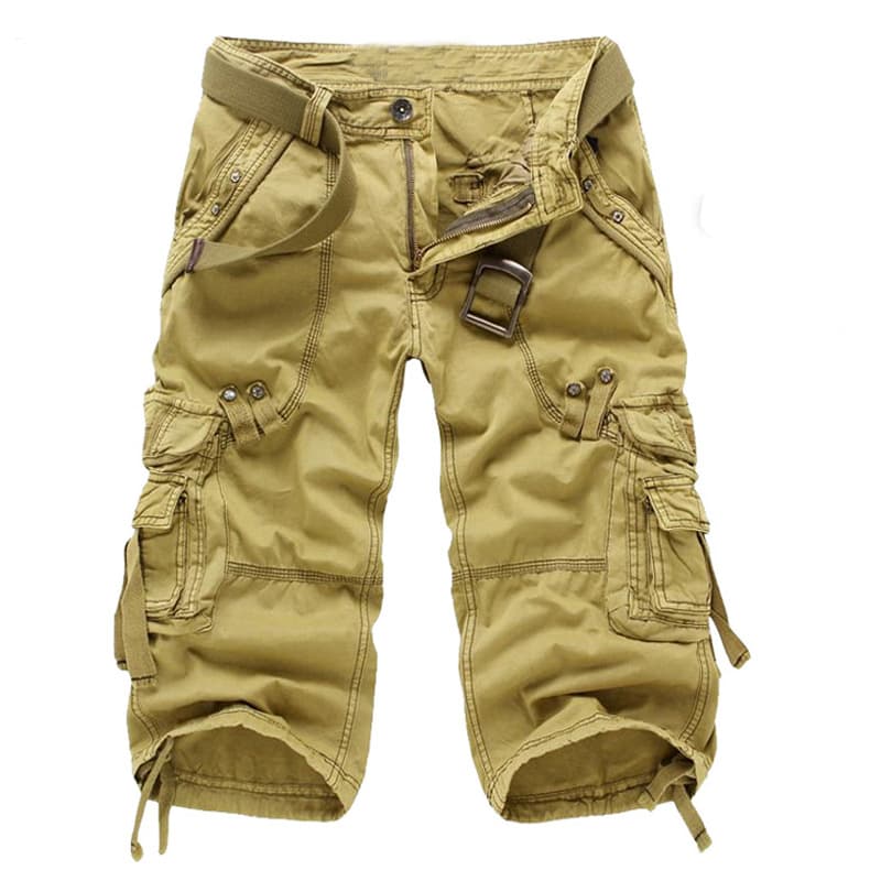 Spot wholesale men's loose multi-pocket overalls washed three-quarter pants outdoor loose seven-cent pants 5820
