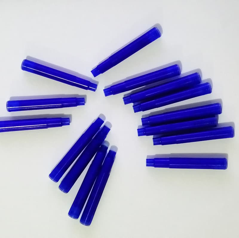 Erasable ink cartridge, 3.4mm diameter, blue, refillable fountain pen.