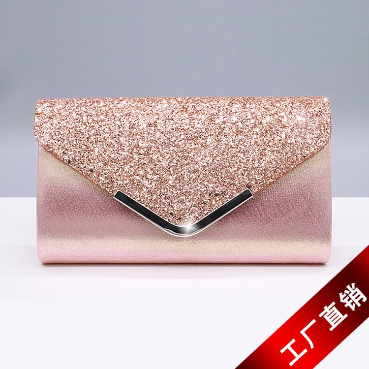 Fashionable PU Sequin Evening Bag Makeup Pouch Evening Wear Bag European And American Style Hard Shell Square Shape Magnetic Buckle
