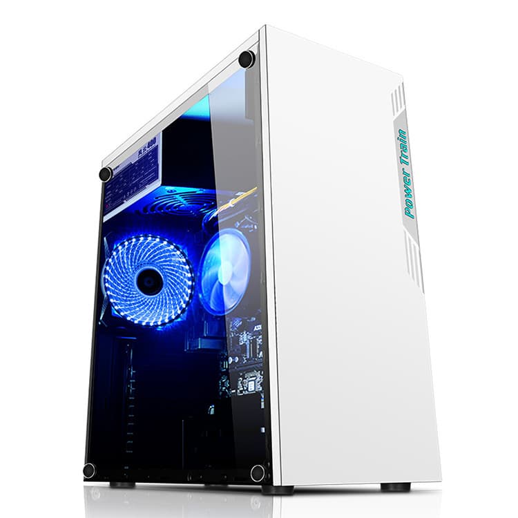 Xiaoxin White ATX Desktop PC Case with Side Window USB 3.0, Gaming Glass for Business DIY Large Chassis, Power Supply Back Cable Management