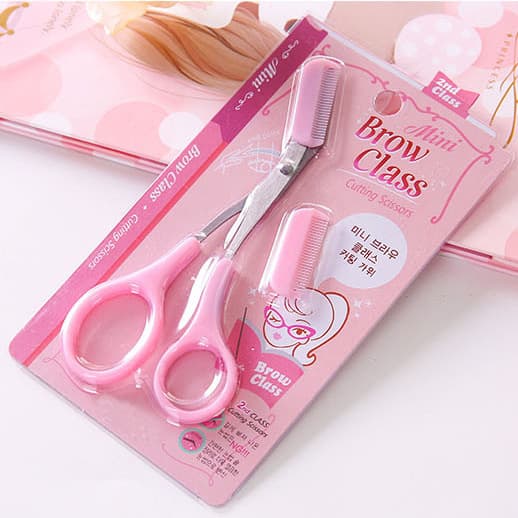 Korean Style Eyebrow Scissors with Comb Makeup Tool Permanent Makeup Grooming Scissors Plastic Material for Brows Trimming