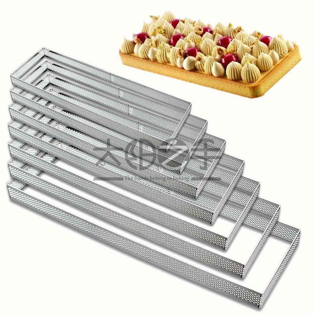 Rectangular French Tart Ring 304 Stainless Steel Perforated Tart Ring Hole Tart Ring Fruit Pie Ring