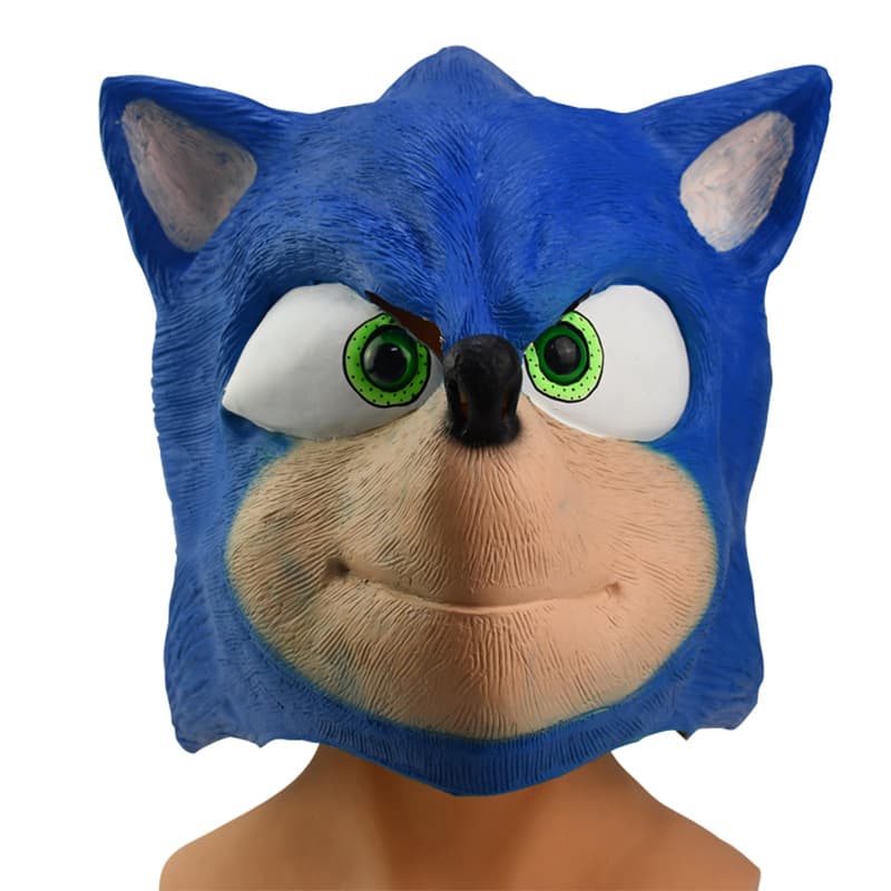 Super Sonic Mask cos party adult dress up latex sonic red headgear blue Sonic mask