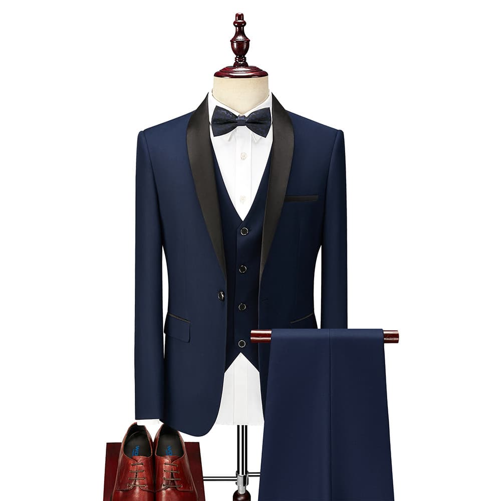 Men's Suit Set Shawl Lapel Stage Suit Wedding Host Groom Best Man Three-Piece Men Suit