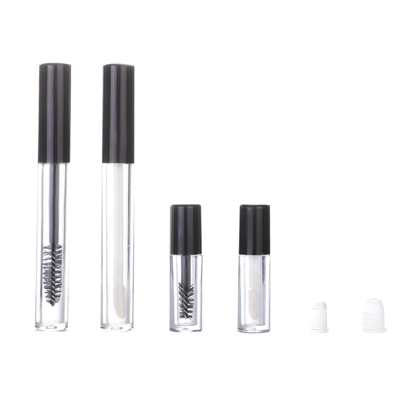 Factory direct sales of transparent black cap mascara, eyeliner, lip gloss, and lipstick tubes in various sizes, including repackaging and free shipping.