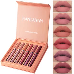 Cross-border Matte Lip Gloss Lipstick Set Waterproof Non-stick Cup Handaiyan Makeup 6PCS Lip Gloss Lipstick Set