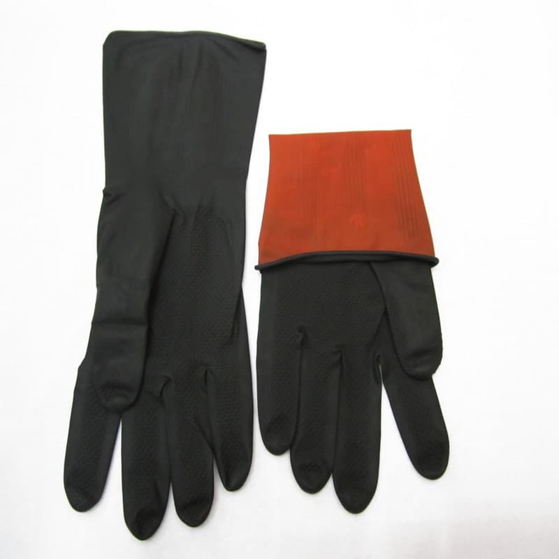 Latex industrial acid and alkali resistant gloves, chemical-resistant and abrasion-resistant rubber car wash gloves wholesale, black.