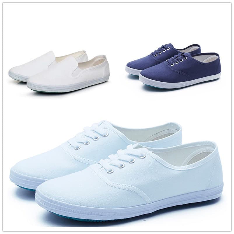 Qingdao Global Guotu Kids and Adults White Sneakers with Green Sole, White Mesh Shoes, Sports Shoes, Gymnastics Shoes, White Canvas Shoes