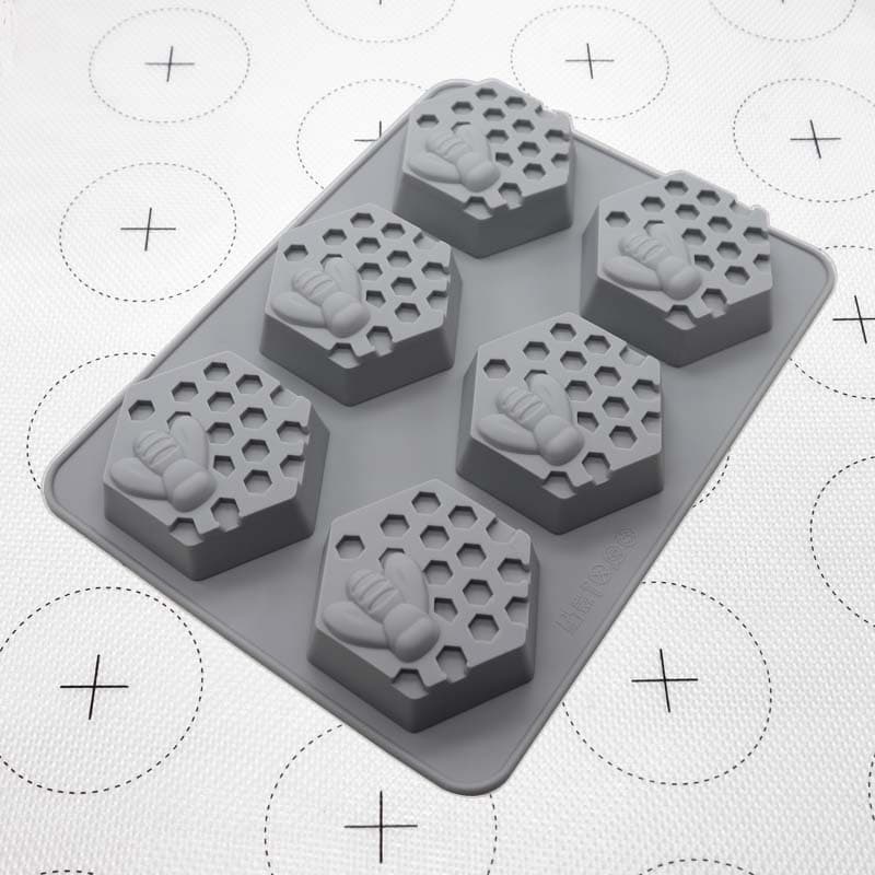 In stock 6 consecutive diamond-shaped bee silicone handmade soap molds Honeycomb Honeycomb Chocolate Mooncake Mold DIY Baking Tools