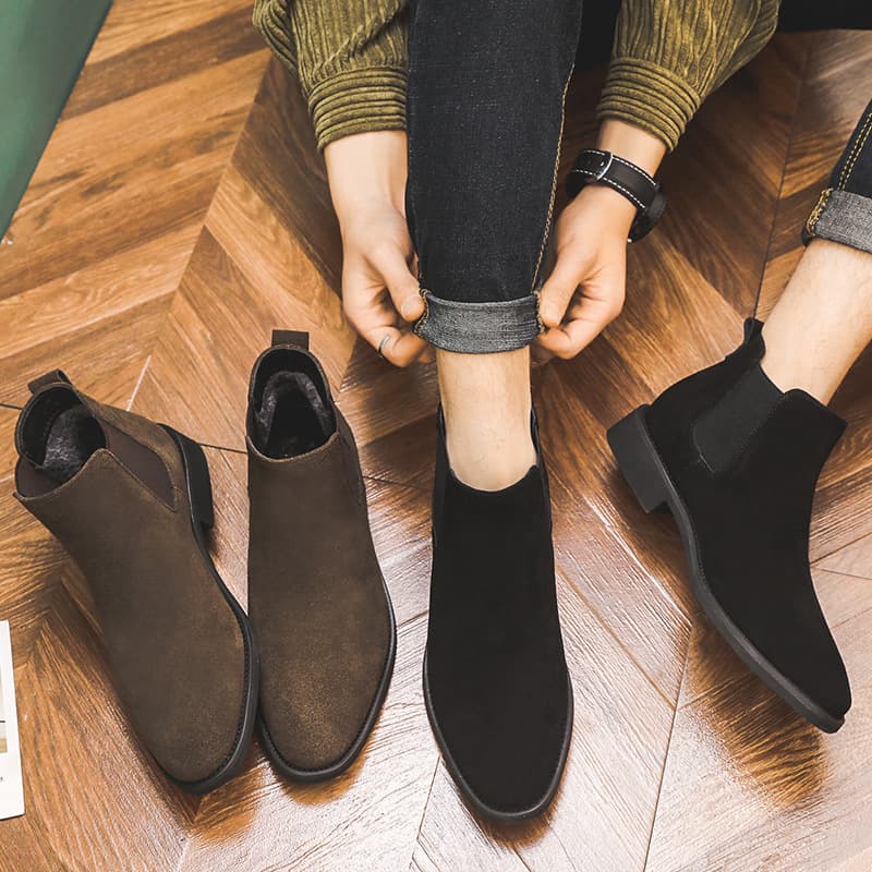 New Men's High-Top Boots Genuine Leather Fashion Martin Boots Slip-On Short Boots Chelsea Boots Wholesale S18-W