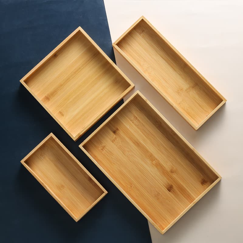 Japanese Style Bamboo Wooden Tray Square Wooden Plate Restaurant Hotel Wooden Fruit Tray Tea Pot Tray Kitchen Storage Tray