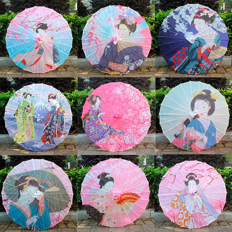 Japanese Cherry Blossom Rainproof Oil Paper Umbrella, Japanese Style Decorative Hanging Umbrella for Sushi Restaurant Ceiling Decor