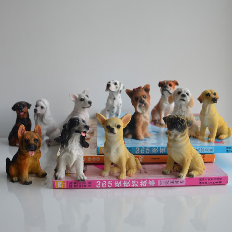 Cross-border supply of 12 dog and puppy ornaments, resin crafts, personalized ornaments, pet shop dog model decorations
