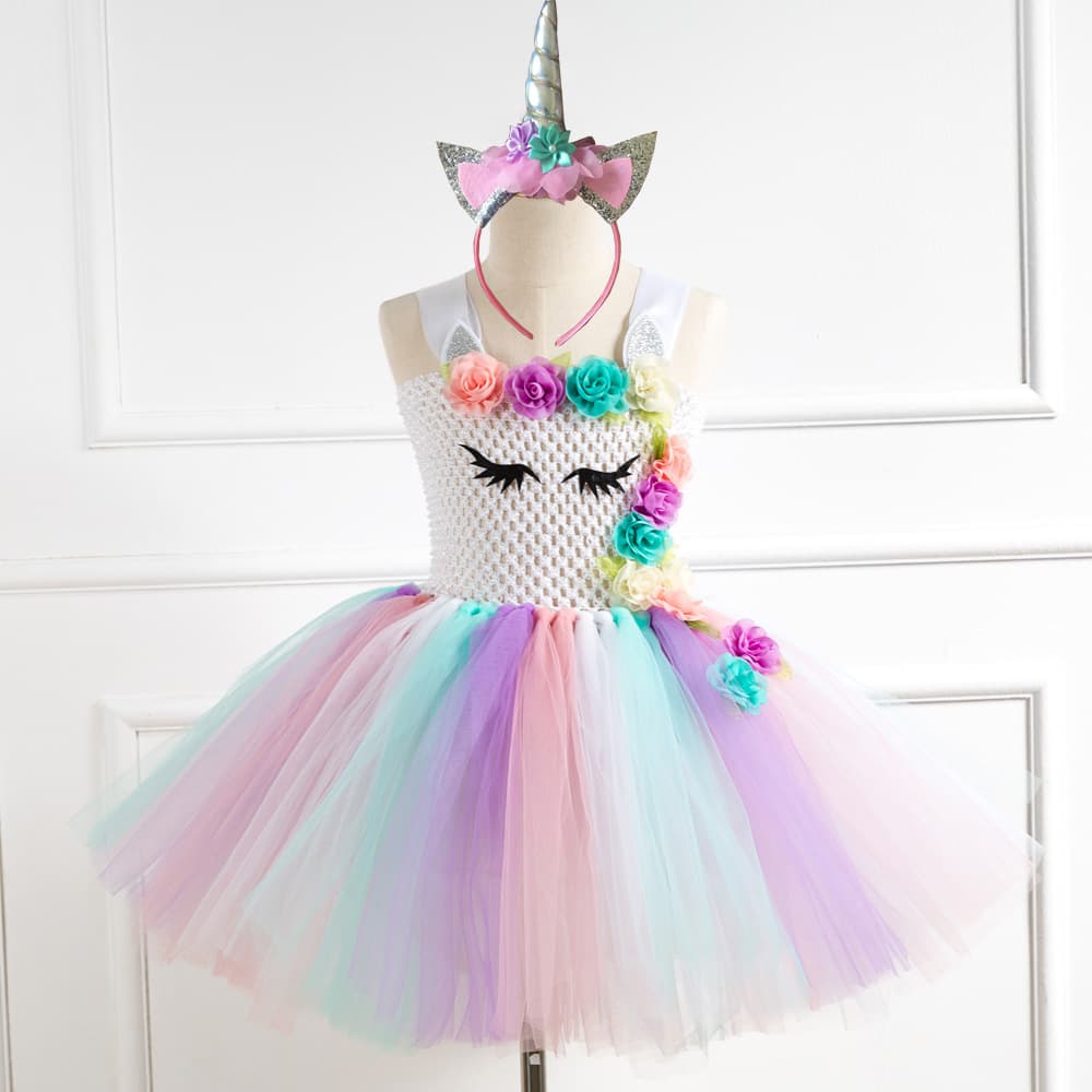New Hot-Selling European and American Style Children's Mesh Dress with Headband, Girls' Hand-Tied Tutu Skirt, Kids' Princess Gown