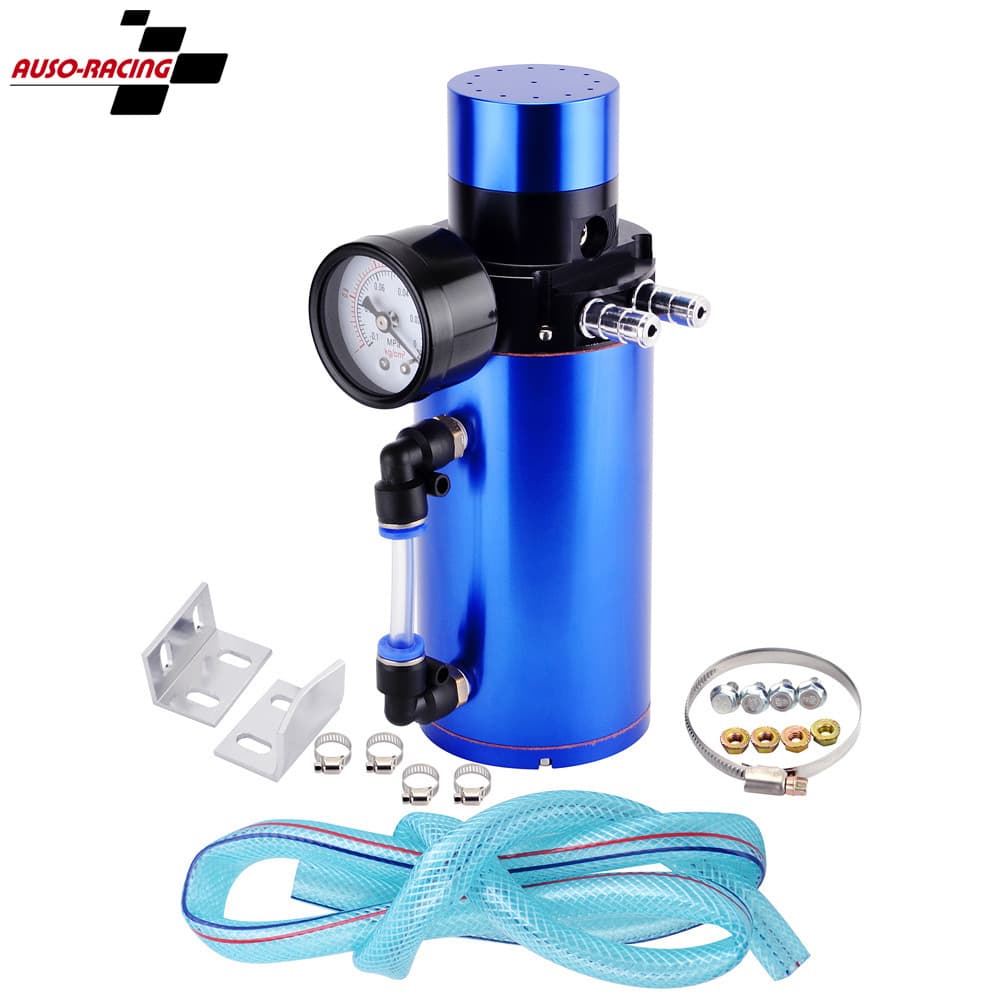 Car Modified Oil Catch Can New Style with Gauge Oil Catch Can Breather for PCV Hose Modification 06