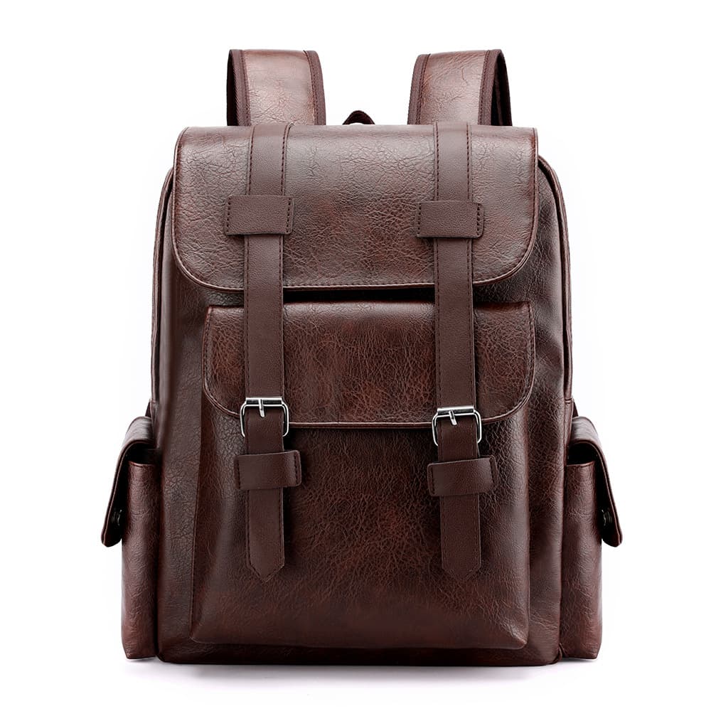 Cross-border Large Capacity Soft PU Leather Backpack Casual Business Laptop Backpack Student School Bag Travel Backpack Factory