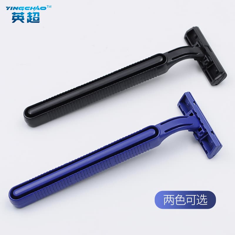 Factory Wholesale Hotel, Bathhouse Disposable Razor Supplies, Portable Double-Layer Stainless Steel Shaver with Plastic Handle