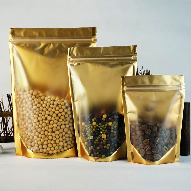 In-Stock Matte Silver Inner Gold Yin-Yang Stand-up Zipper Bags, Translucent Self-Sealing Bags, Matte Zipper Bags, Rice Bags