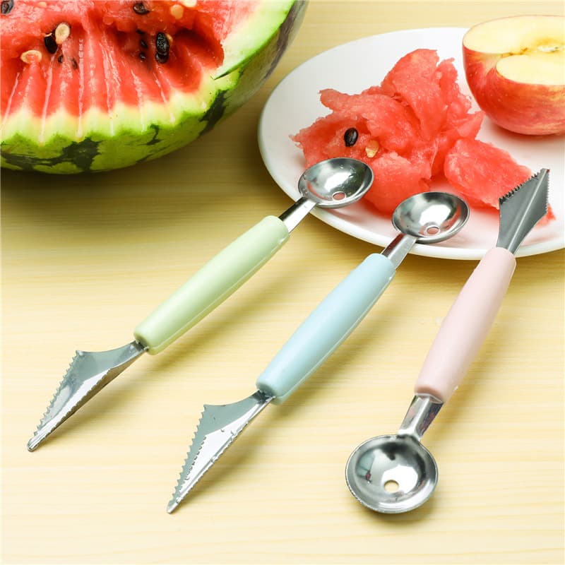 Double-ended Stainless Steel Fruit Platter Baller, Ripple Carving Knife, Ice Cream and Watermelon Scoop, Fruit Carving Tool