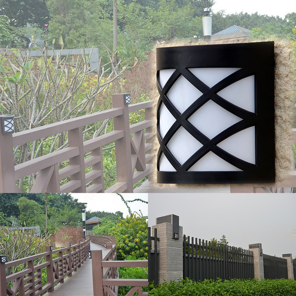 Cross-border Solar LED Wall Light Outdoor RGB Colorful Fence Light Warm White Garden Courtyard Grid Fence Light