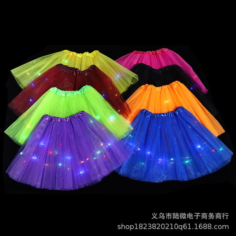 European and American children's light-emitting tutu skirt light-emitting half-length mesh skirt LED light tutu skirt specializing in foreign trade