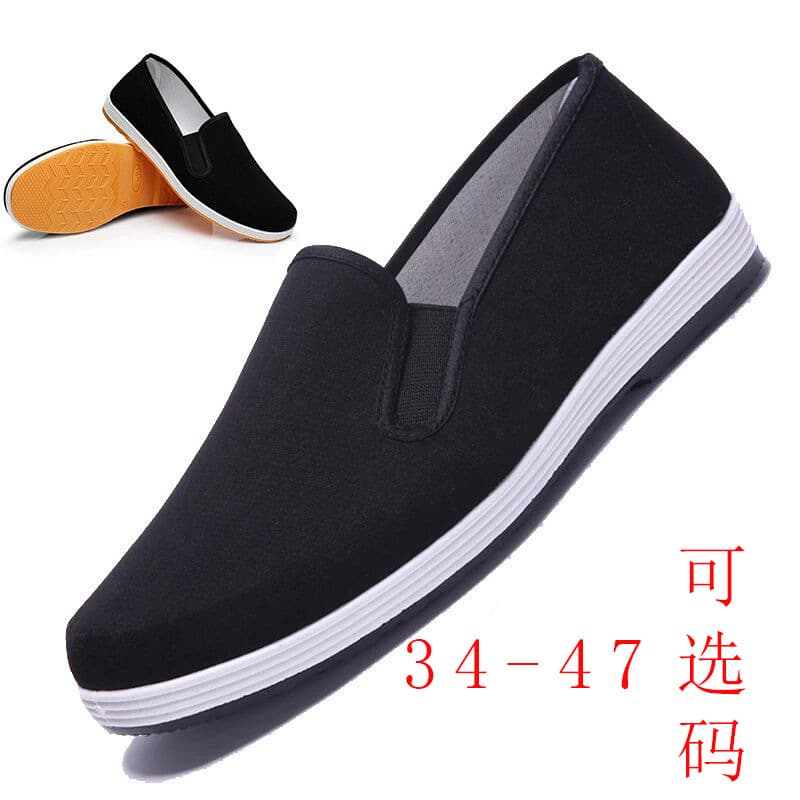 Slip-on Old Beijing Cloth Shoes Men's Military Style Lazy Shoes Anti-slip Cowhide Sole Work Safety Shoes Black Cloth Shoes Wholesale