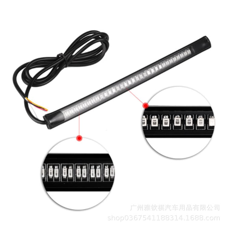 Motorcycle Universal Light Strip 48SMD LED Brake Light Turn Signal Waterproof Sleeve Motorcycle License Plate Tail Light