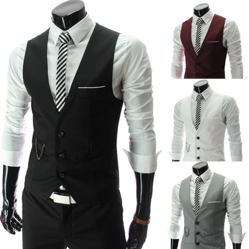 New Men's Suit Vest Slim Fit Korean Style Work Suit Vest for Men Groomsman Professional Wear Men's Vest