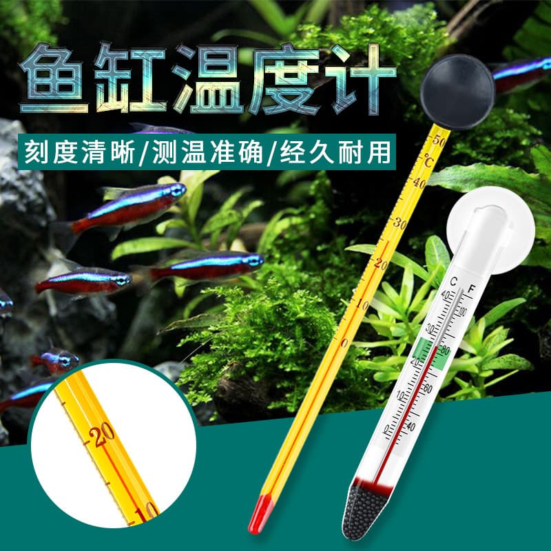 Factory Direct Aquarium Submersible Water Thermometer Glass Thermometer with Suction Cup for Fish Tank Water Temperature Measurement