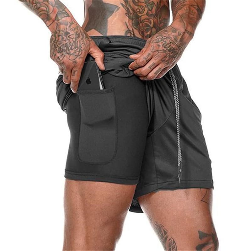 Muscle Brothers Men's Trendy Running Shorts Sports Casual Outdoor Loose Double-Layer Gym Pants High Elastic